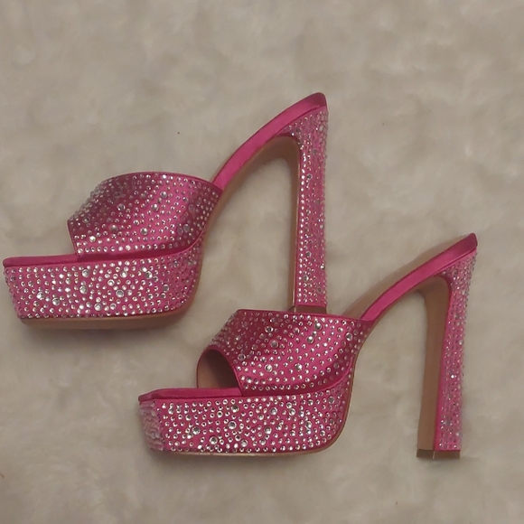 Pink Rhinestone Platform Heels - Picture 1 of 15